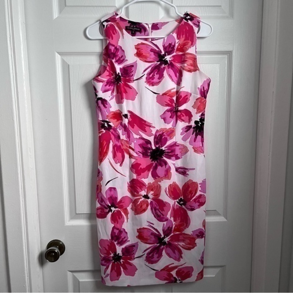 3/25$💥 Mario Serrani Italy dress floral white pink midi classic women 4 small